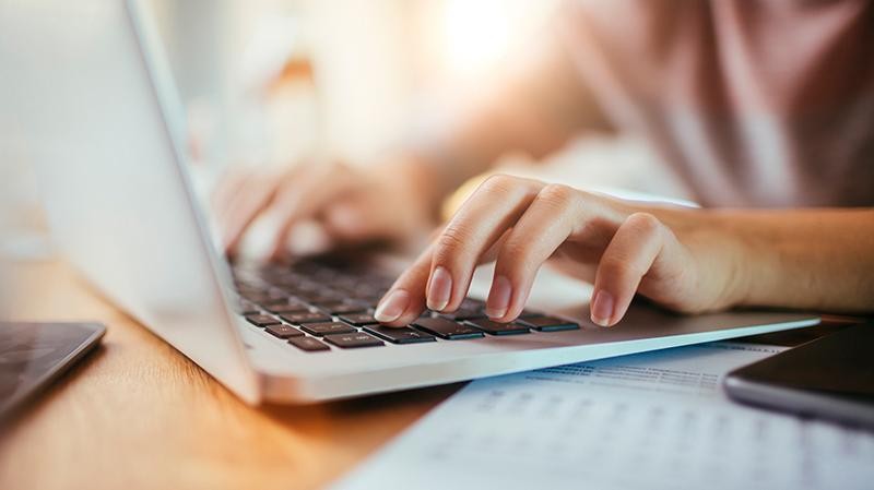 Woman using laptop