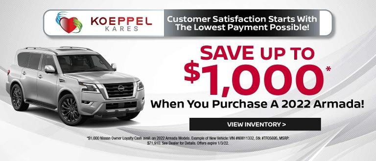 Koeppel Nissan is a Nissan dealer selling new and used cars in Jackson