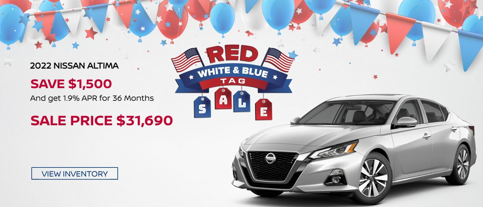 Red White and Blue Tag Sale-2022 Nissan Altima Sale Price $31,690