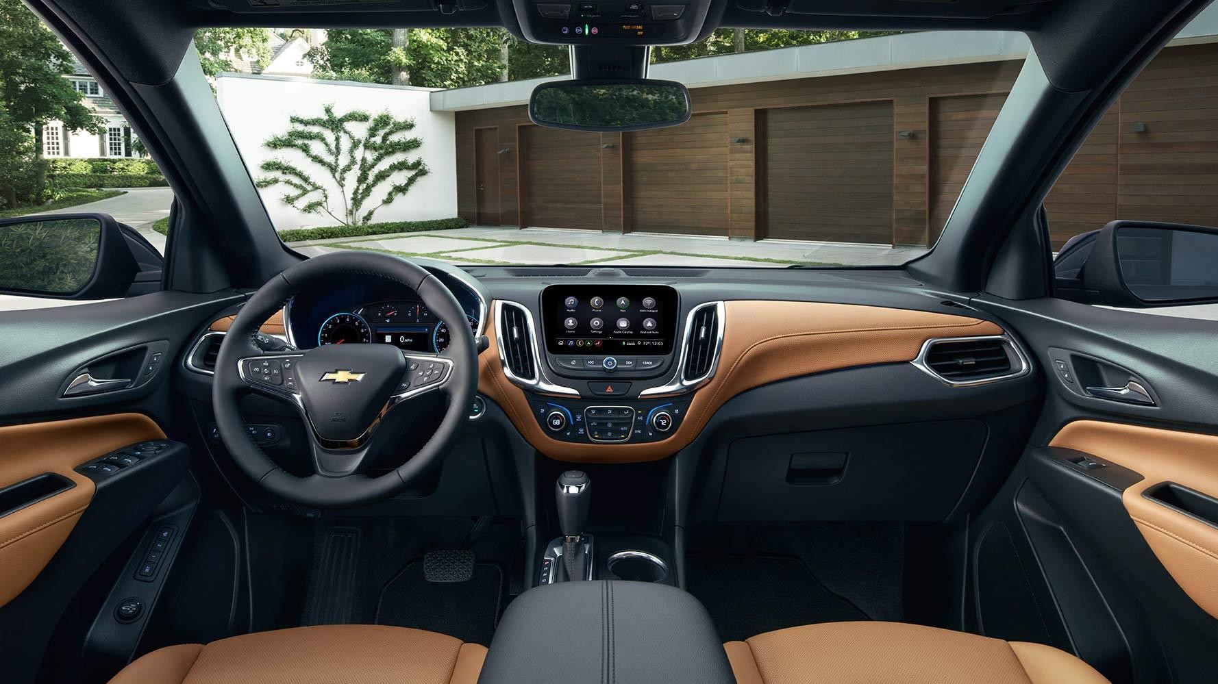 A White 2019 Equinox Technology Interior