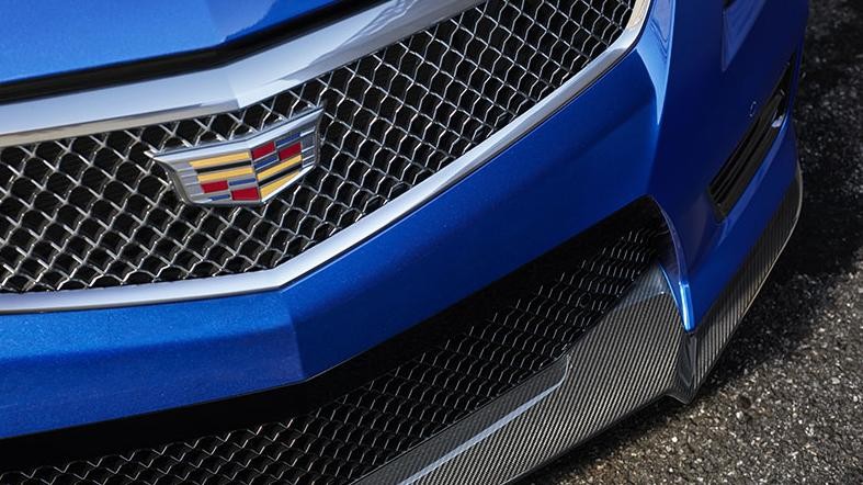 Close-up of a Cadillac ATS-V front grille.