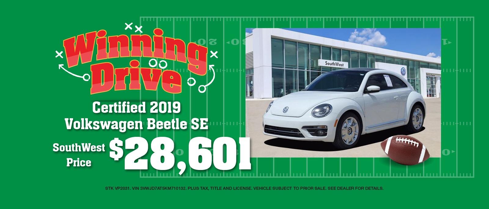 Certified 2019 Volkswagen Beetle SE SouthWest $28,601